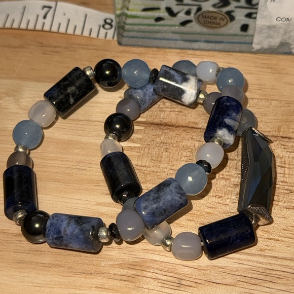 Silpada Blue Montana Blue Lapis Beaded Double Stretch Bracelet B3389